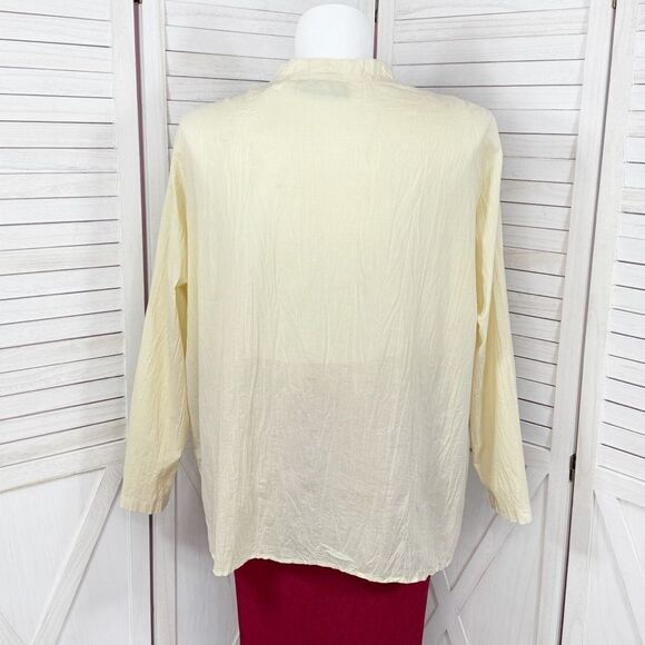 First Issue Liz Claiborne Beaded Oversized Button Front Shirt Cream 1 14W 16W - Picture 4 of 11